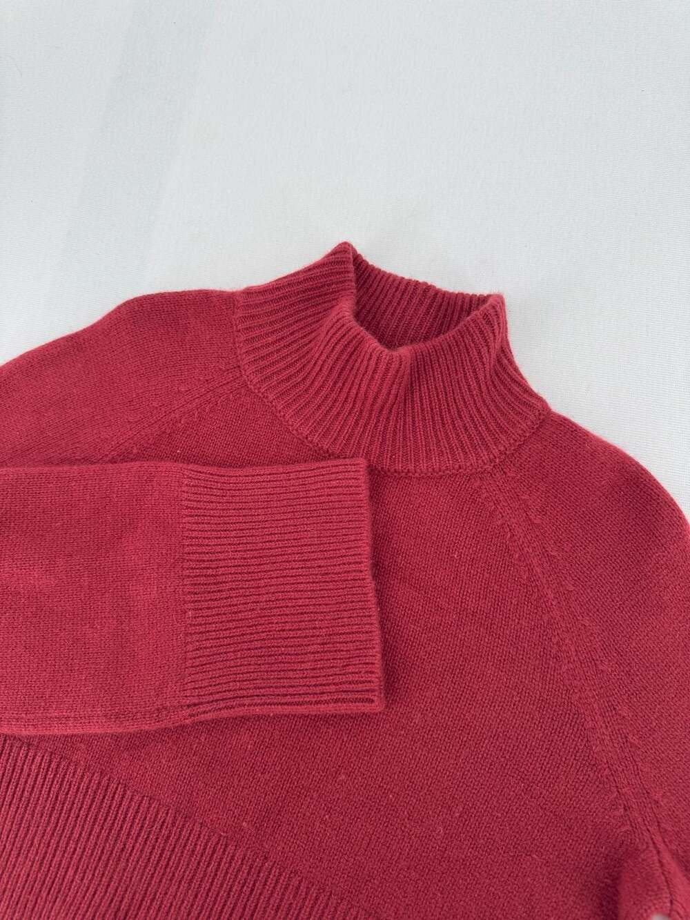 Reformation Mock Neck Sweater Size XS Red Ribbed Knit Cropped